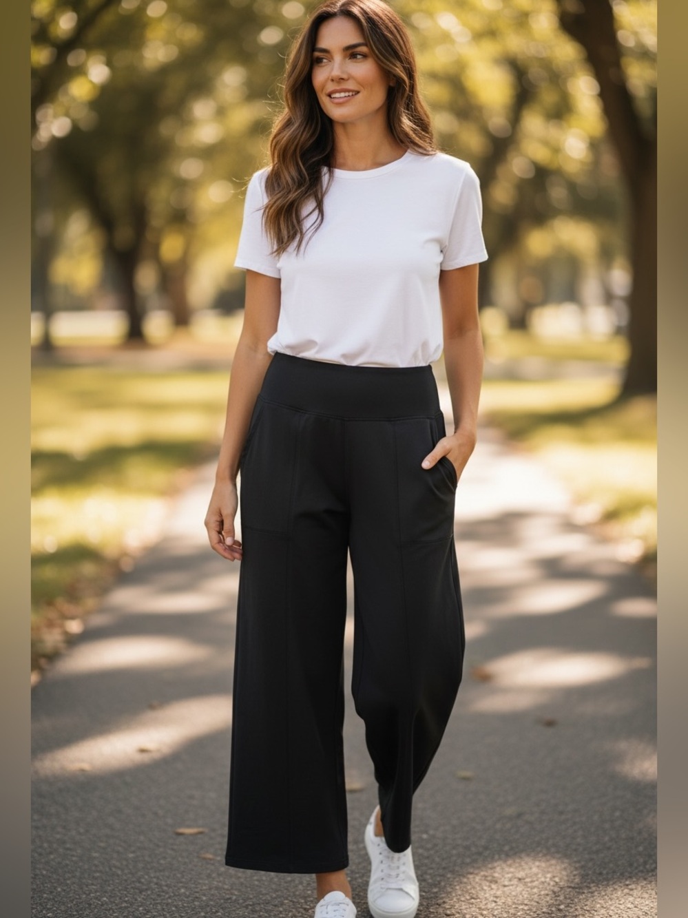 Garnet Hill Black Cropped Wide Leg Pants Size Medium